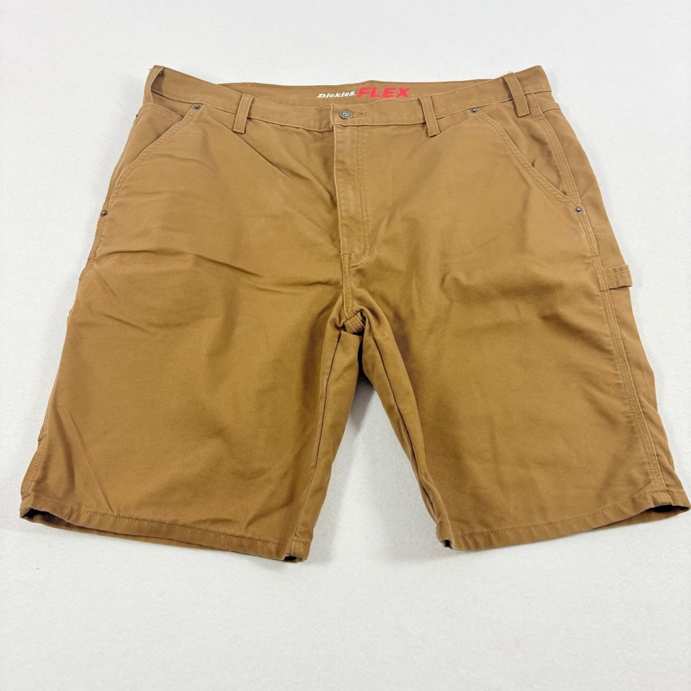 Dickies Flex Mens Carpenter Shorts Brown Duck Canvas Utility Workwear 40x11 XL‎
